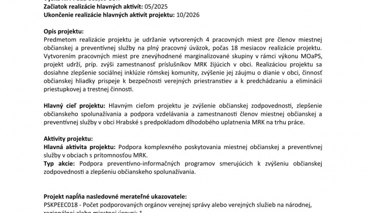 1. fotografia fotogalérie Projekty / Miestna občianska a preventívna služba v obci Bzenov - foto