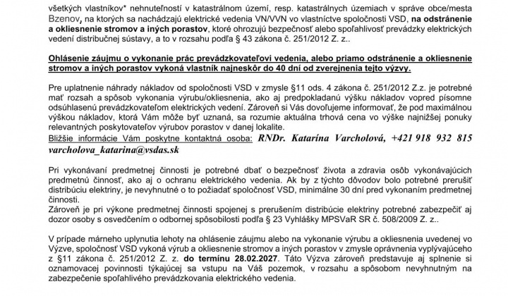 2. fotografia fotogalérie Aktuality / Výzva na vykonanie výrubu/okliesnenia stromov a iných porastov - foto