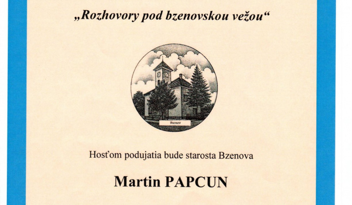 Fotka - Pozvánka na ,,Rozhovory pod bzenovskou vežou’’