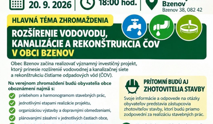 Fotka - VEREJNÉ ZHROMAŽDENIE OBYVATEĽOV OBCE BZENOV 