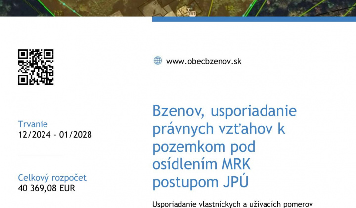 Fotka - Bzenov, usporiadanie právnych vzťahov k pozemkom pod osídlením MRK postupom JPÚ