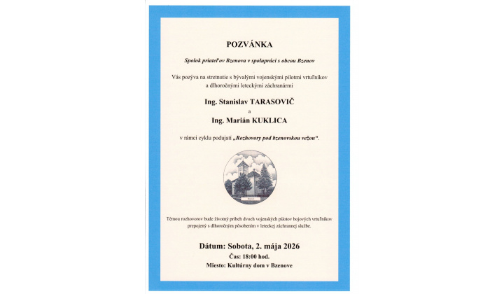 Pozvánka na Rozhovory pod bzenovskou vežou