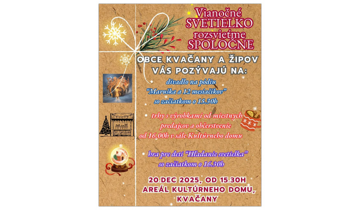 Pozvánka obce Kvačany a Žipov na Vianočné trhy