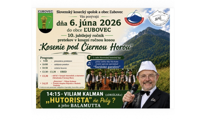 Pozvánka obce Ľubovec na ’’Kosenie pod Čiernou Horou’’