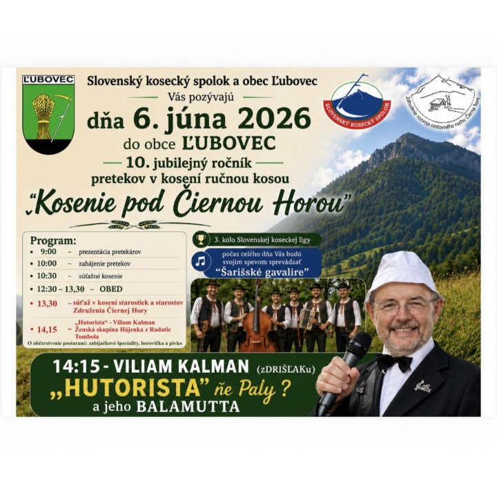 Pozvánka obce Ľubovec na ’’Kosenie pod Čiernou Horou’’