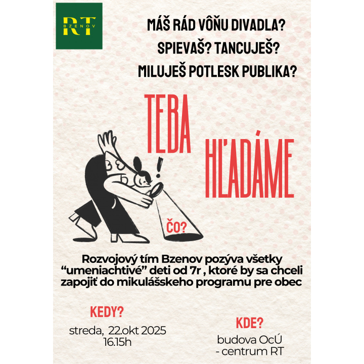 Pozvánka pre všetky umeniachtivé deti od 7 rokov, ktoré by sa chceli zapojiť do mikulášskeho programu pre obec